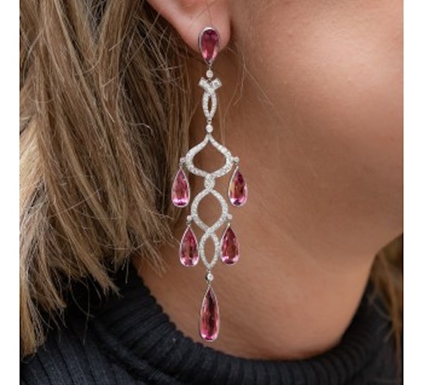 Morganite And Diamond Chandelier Earrings - image 2