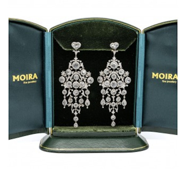 Large Diamond And Platinum Chandelier Earrings, 15.26ct - image 2