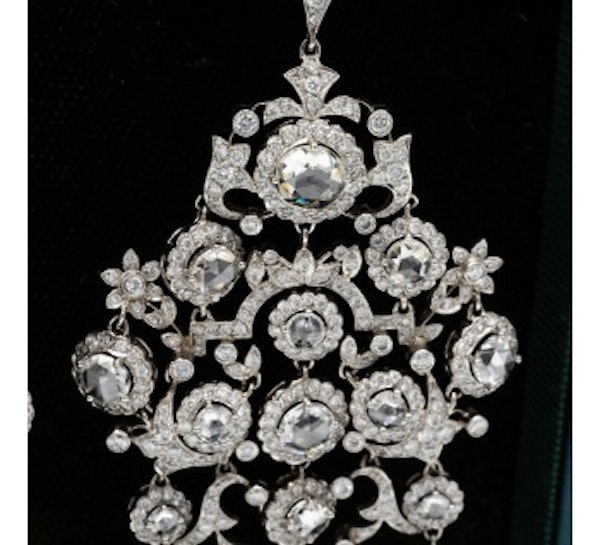 Large Diamond And Platinum Chandelier Earrings, 15.26ct - image 3