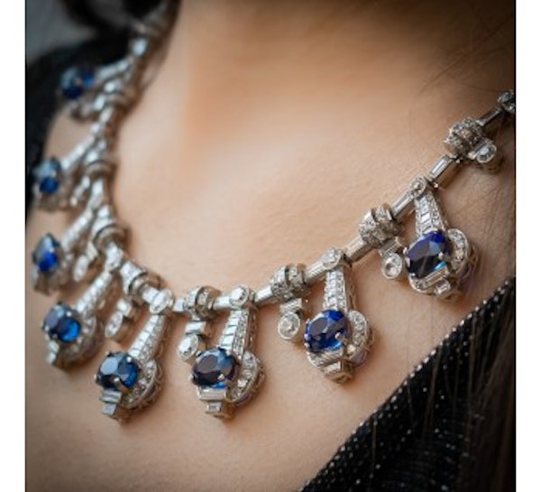Sapphire And Diamond Fringe Necklace - image 2
