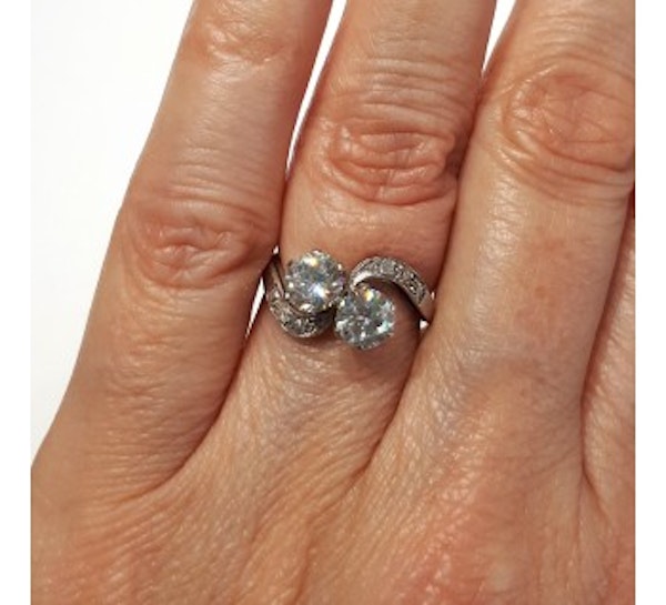 Cross Over Diamond Platinum Ring, Circa 1935 - image 2