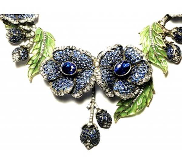 Moira Enamel, Sapphire And Diamond Flower Necklace - image 3