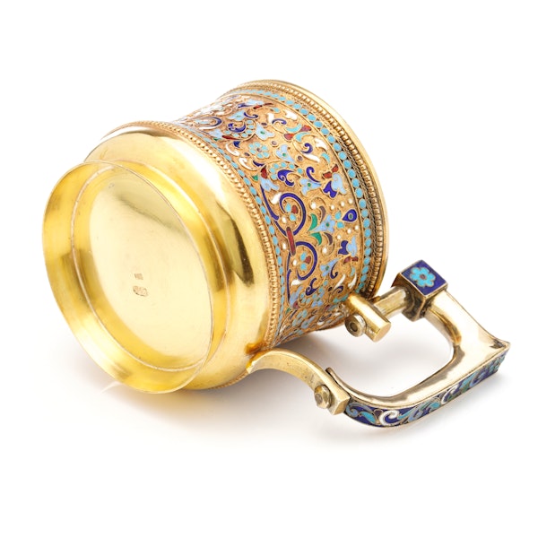 Russian silver gild and cloisonné enamelled tea glass holder, Moscow, c.1880 - image 5