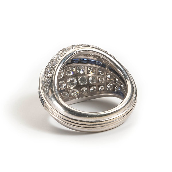 Vintage Sapphire and Diamond Bombé Cluster Ring - image 2
