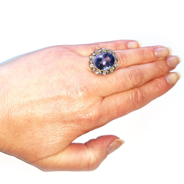 Sapphire and Diamond Platinum Cluster Ring, 17.17ct - image 6