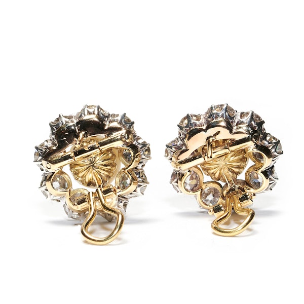 Antique Natural Pearl, Diamond, Gold And Platinum Cluster Earrings, Circa 1920 - image 3