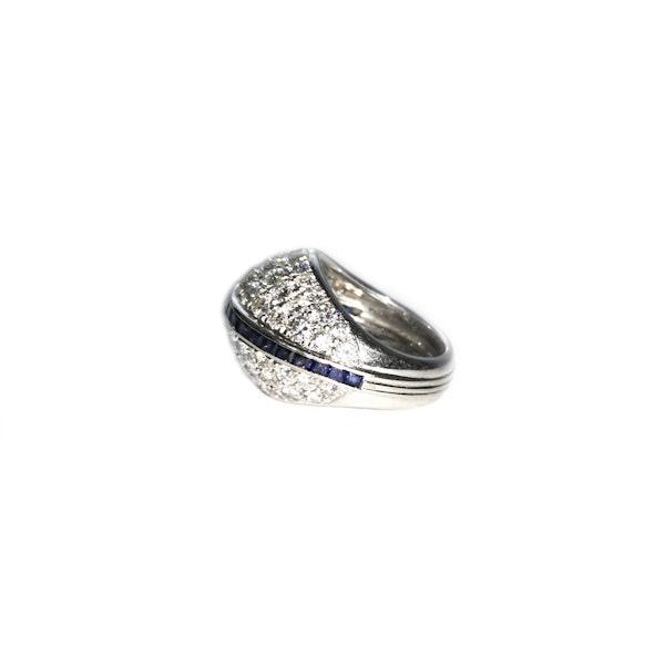 Vintage Sapphire and Diamond Bombé Cluster Ring - image 3
