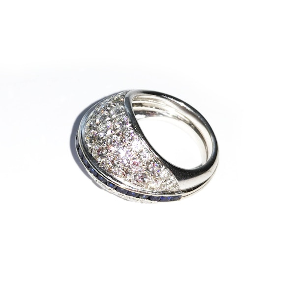 Vintage Sapphire and Diamond Bombé Cluster Ring - image 4