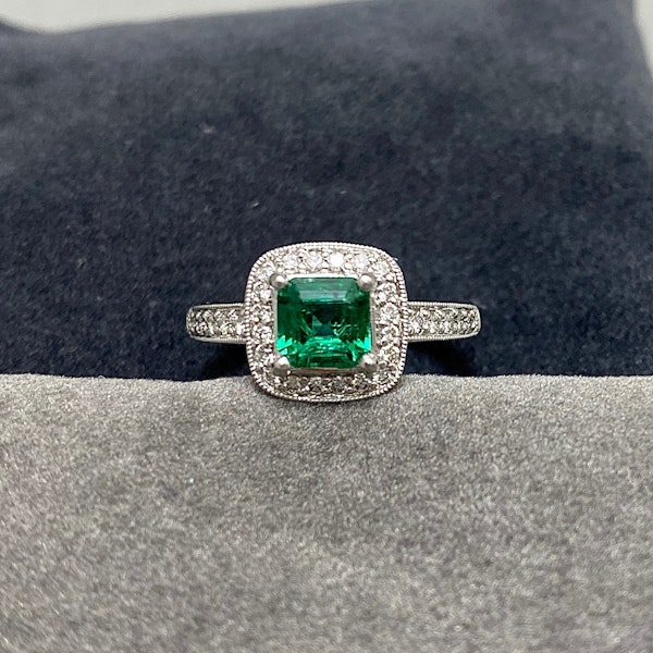 Emerald Diamond Ring in Platinum, date circa 1970, SHAPIRO & Co since1979 - image 4