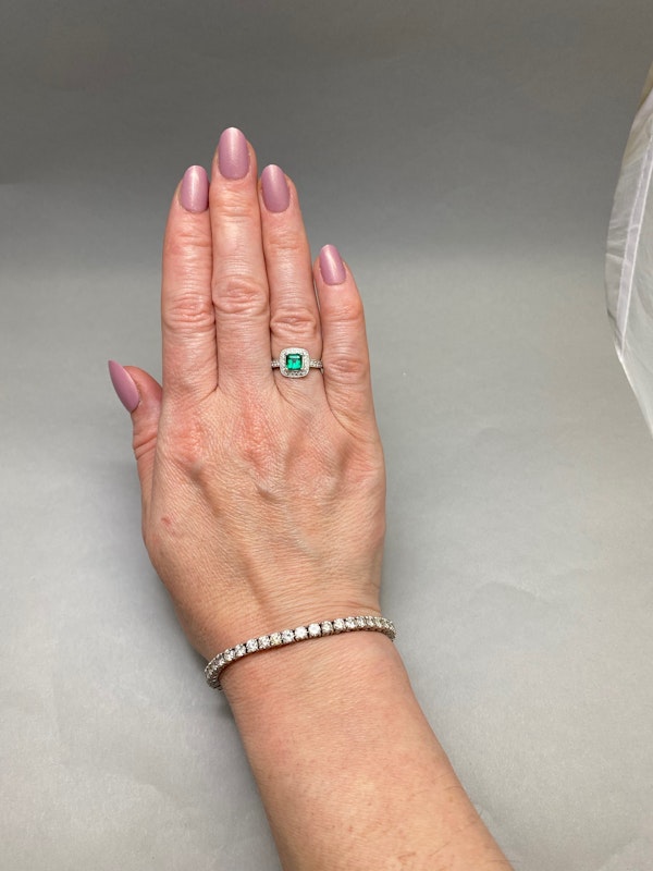 Emerald Diamond Ring in Platinum, date circa 1970, SHAPIRO & Co since1979 - image 7