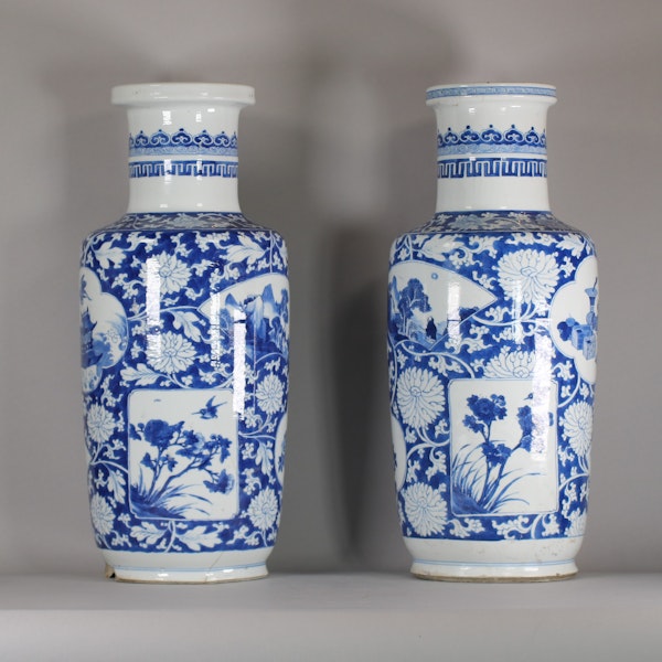 Pair of Chinese blue and white rouleau vases, Kangxi (1662-1722) - image 5
