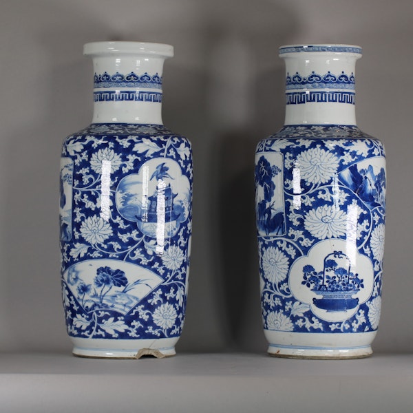Pair of Chinese blue and white rouleau vases, Kangxi (1662-1722) - image 5