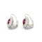 Modern Ruby, Diamond and Platinum Cluster Earrings - image 2