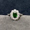 Tsavorite Green Garnet Diamond Cluster Ring in Platinum, date London 2008, SHAPIRO & Co since1979 - image 1