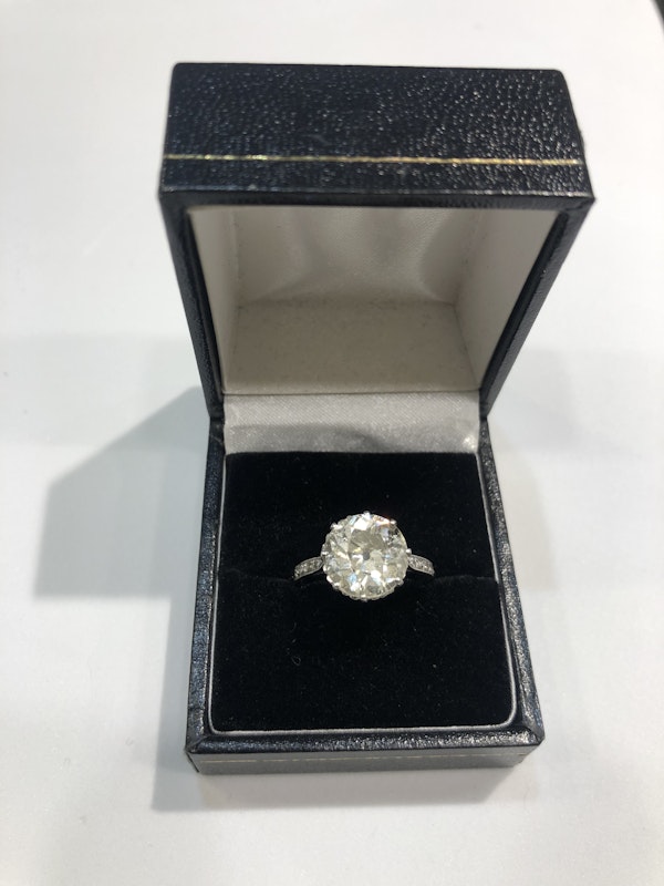 4.68ct Deco French diamond platinum ring - image 2