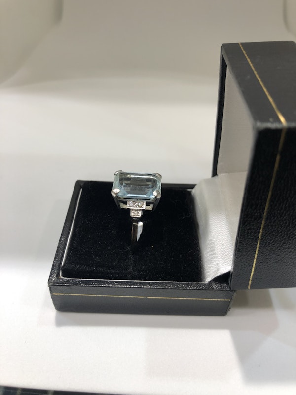 Vintage aquamarine diamond platinum ring - image 3