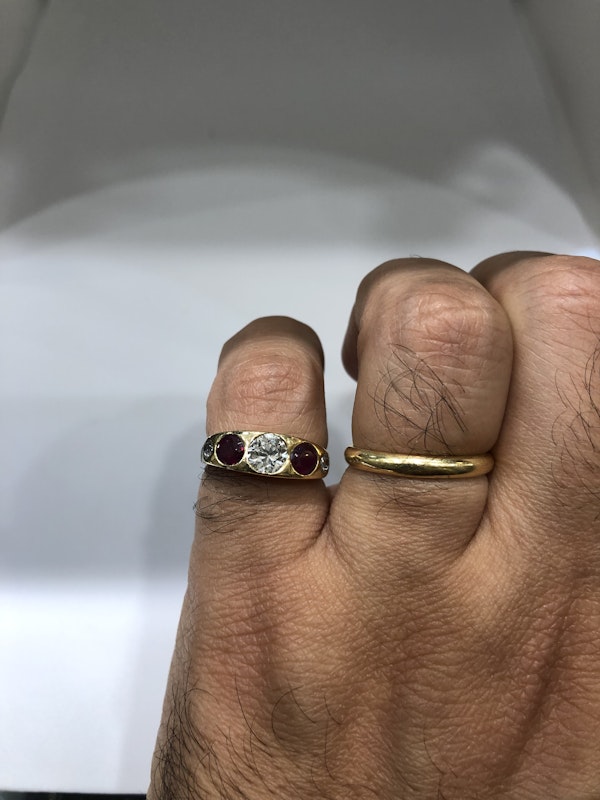 Deco Diamond ruby five stones ring - image 3