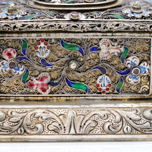 Continental silver and enamel signing bird box, c.1900 - image 9