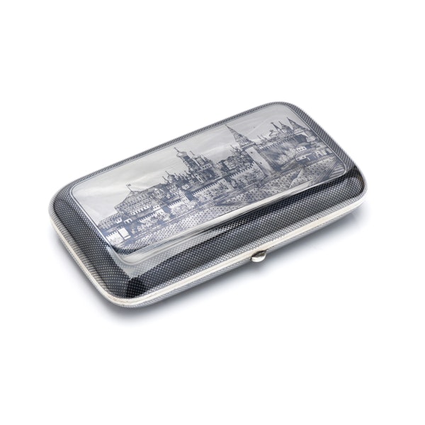 Russian silver and niello cigarette case, View of Kremlin, Moscow 1877 - image 6