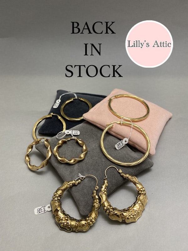 Hoop Earrings in Gold date circa 1910-1990, Lilly's Attic since 2001 - image 1