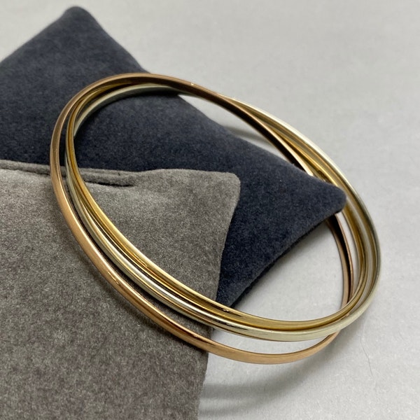 Three Colour Gold Bangle in 9ct Gold date London 2017, Lilly's Attic since 2001 - image 1