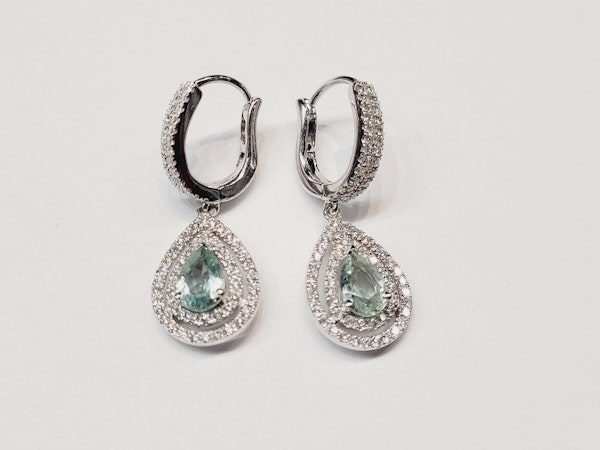 Pair of mint green beryl and diamond earrings sku 5277  DBGEMS Ltd - image 2