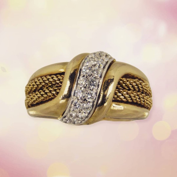 Italian Gold and Diamond Ring - image 1