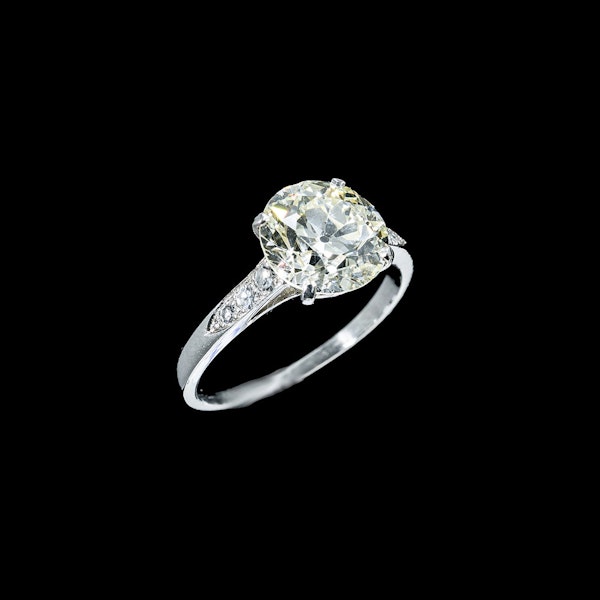 MM7129r Platinum Edwardian 2.97ct diamond single stone with diamond shoulders 1910c - image 2
