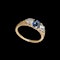 MM6932r Carved Victorian sapphire diamond three stone ring 1880c - image 1