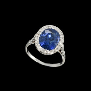 MM7039r Sapphire diamond Edwardian cluster ring 1910c