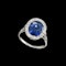 MM7039r Sapphire diamond Edwardian cluster ring 1910c - image 1