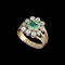 MM6897r Early Victorian diamond Emerald cluster ring 1830c - image 2