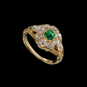 MM7048r Victorian Emerald diamond gold ring top quality 1860c