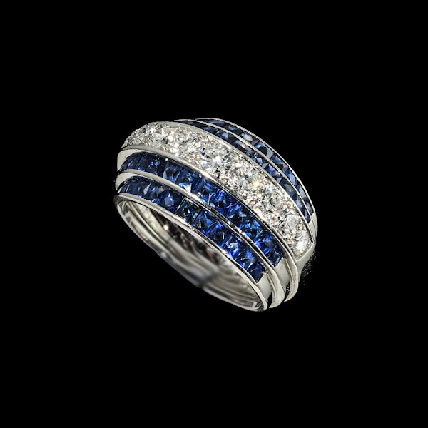 MM6856r Sapphire diamond bombe platinum ring signed CALDWELL - image 1