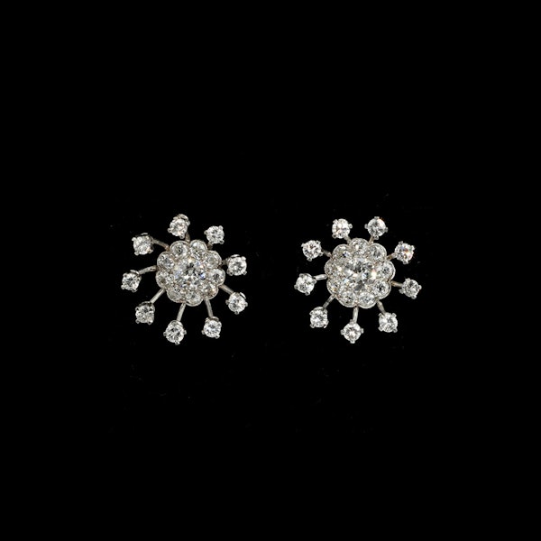 MM7123e Sputnik diamond cluster earrings 1940c Amazing - image 1