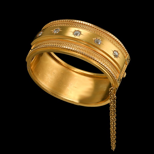 MM7107Bgl Victorian gold cuff diamond Bangle 1880c mint condition - image 1