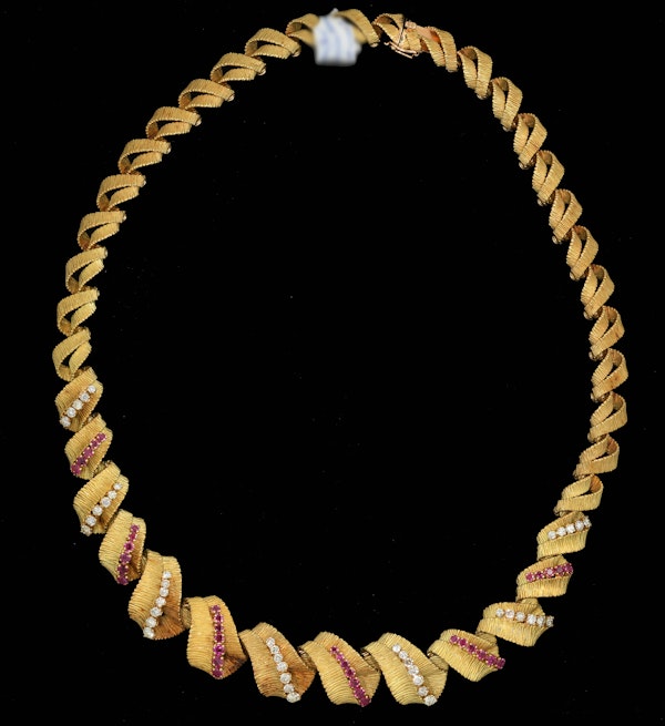 MM7041n Gold diamond ruby 1960/70c rare necklace amazing on - image 1