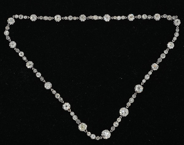 MM 7014n Victorian diamond gold silver pretty necklace 1880c - image 1