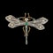 MM7083b Platinum diamond pearl emeralds plique du jour enamel dragonfly brooch 1920c - image 1