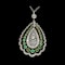MM7141p Fine Edwardian diamond emerald platinum and gold 1910c pendant lots of movement - image 1
