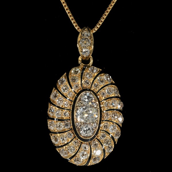 MM7110p/L Victorian diamond gold pendant locket 1880c (filigree gold back opening locket) - image 1