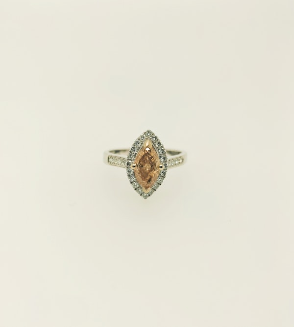 Natural cognac marquise diamond cluster ring - image 1