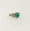 Emerald cabouchon and diamond deco ring - image 1