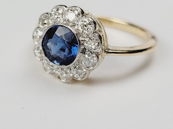 Gorgeous Edwardian sapphire and diamond cluster engagement ring sku 5308 DBGEMS - image 3