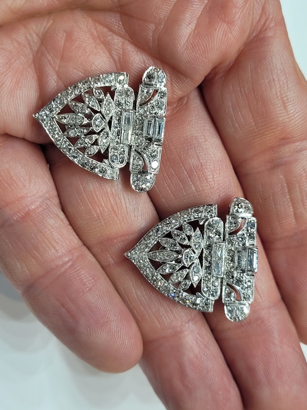 Pair of art deco diamond clips sku 5317 DBEMS - image 4