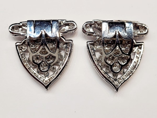Pair of art deco diamond clips sku 5317 DBEMS - image 2
