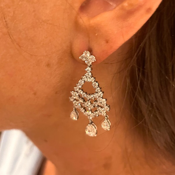 Diamond Chandelier Earrings, 5.32ct - image 4
