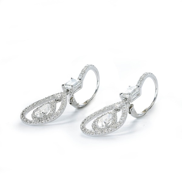 Diamond Cluster Drop Earrings, 5.10ct - image 2