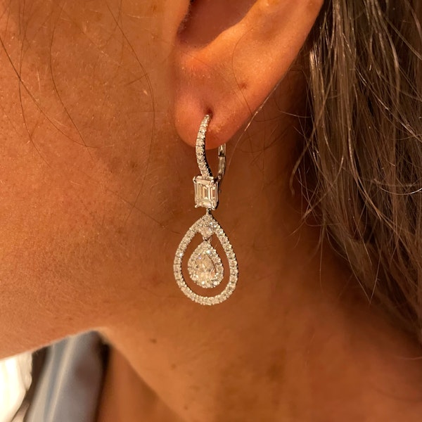 Diamond Cluster Drop Earrings, 5.10ct - image 4