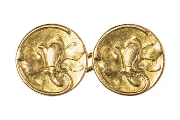 Gold Lotus Flower Cufflinks dating from late 19th Century - image 2